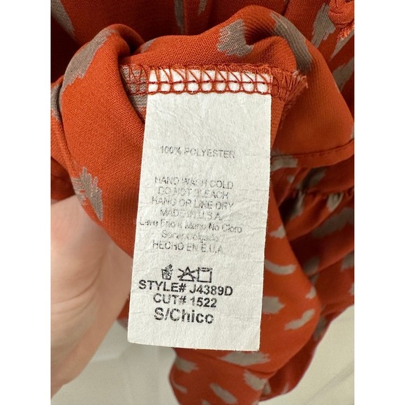 Women’s Boutique Bell Long Sleeve Romper Tie Back Detail Orange Rust Pattern - Picture 8 of 12